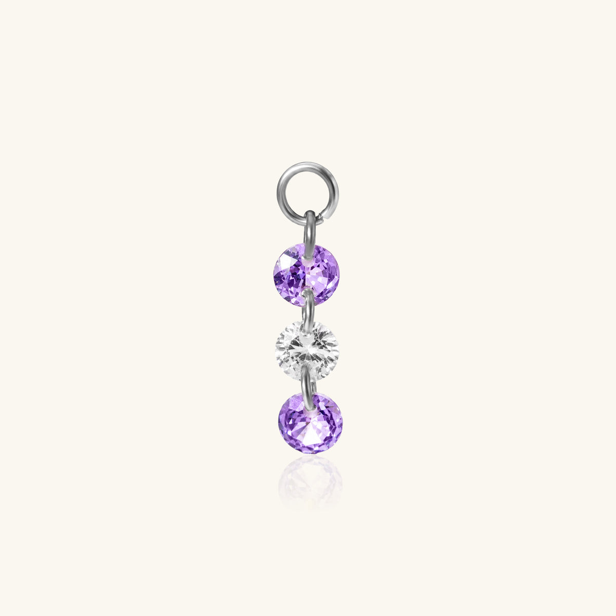 Three Round CZ Charm Drop - Stainless Steel - Oumo Jewelry
