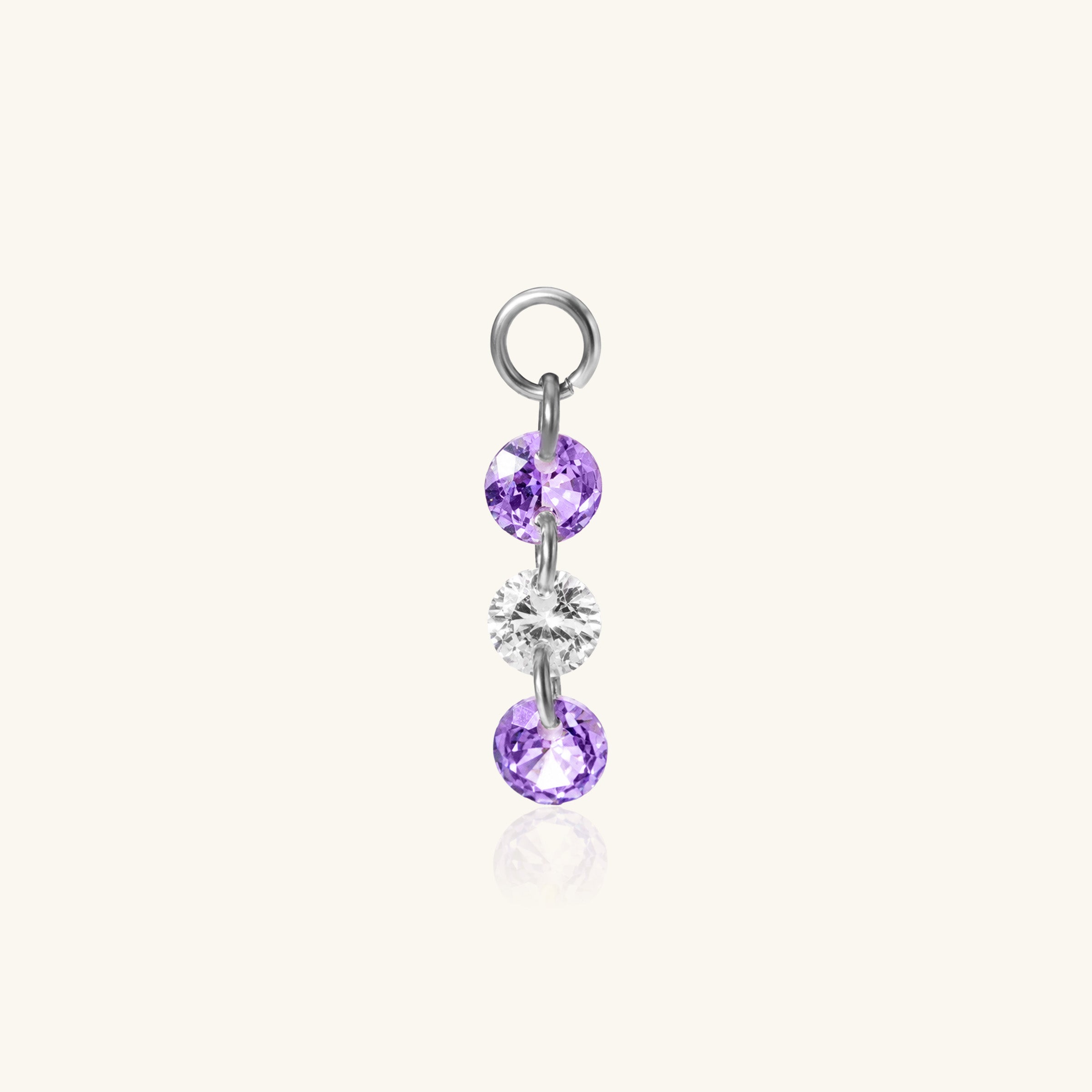 Three Round CZ Charm Drop - OumoJewelry