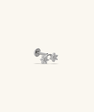 Titanium Rainbow Flower Flatback Stud
