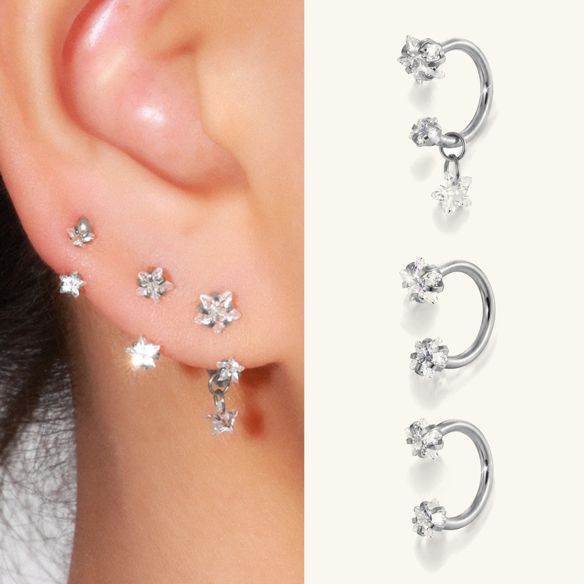 Starry Horseshoe Ring Set