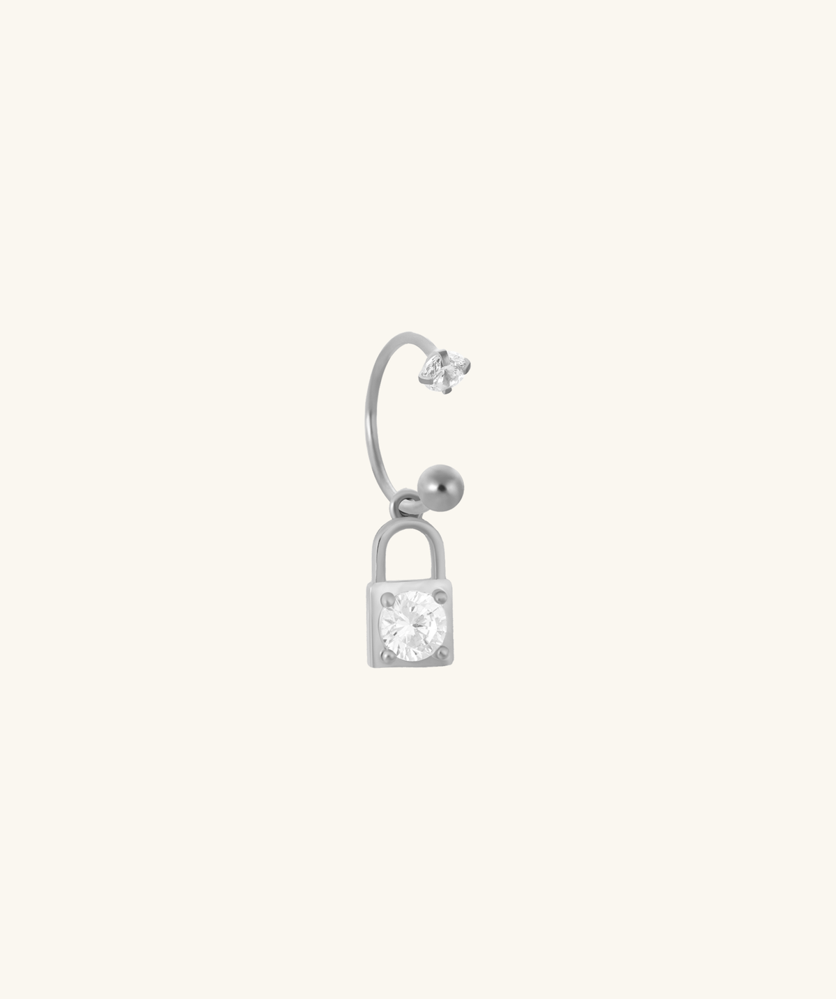 Lock Horseshoe Ring - Stainless Steel - Upper Lobe, Lip - Oumo Jewelry