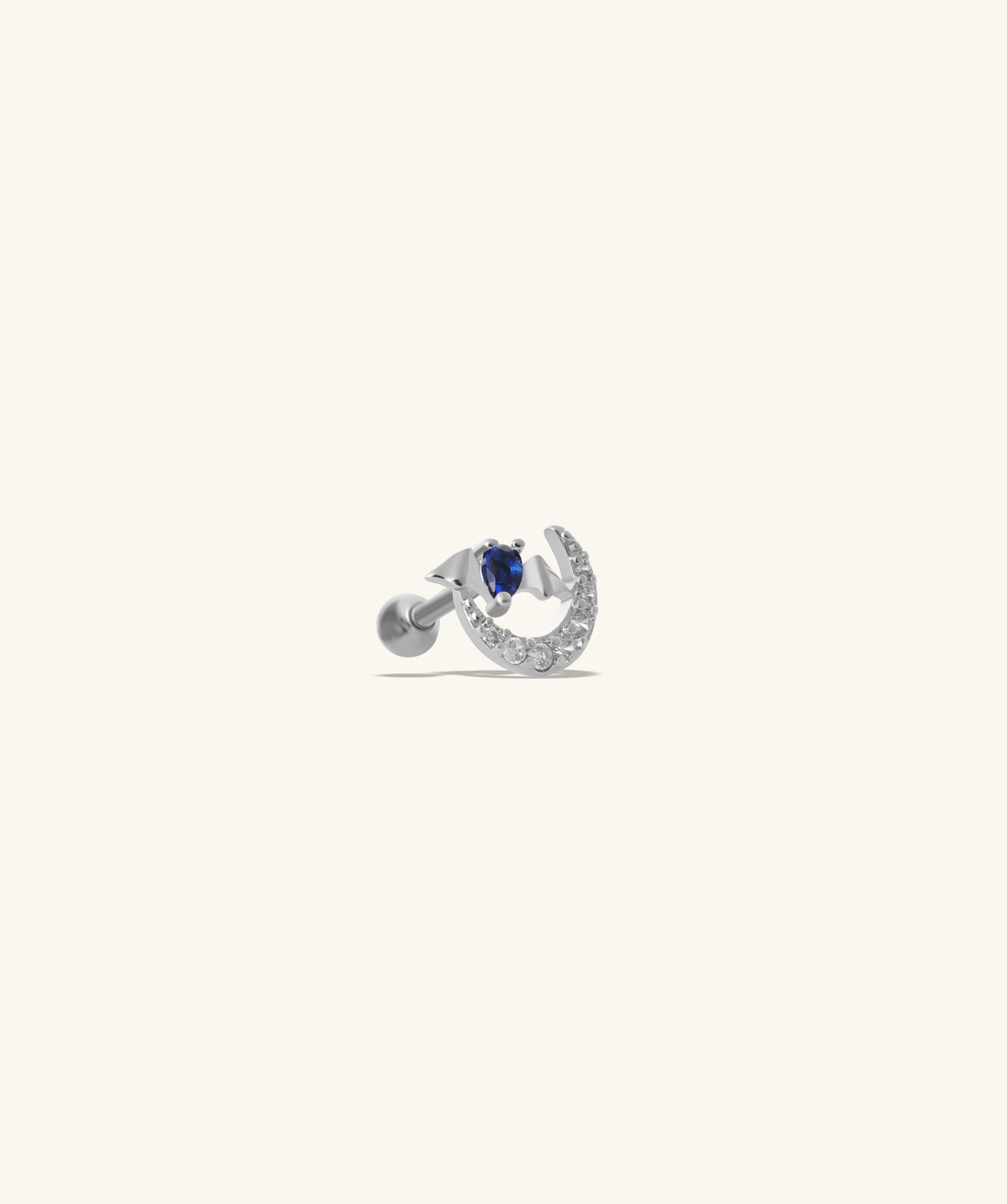 Moon Bat Stud - Stainless Steel - Upper Lobe, Helix - Oumo Jewelry