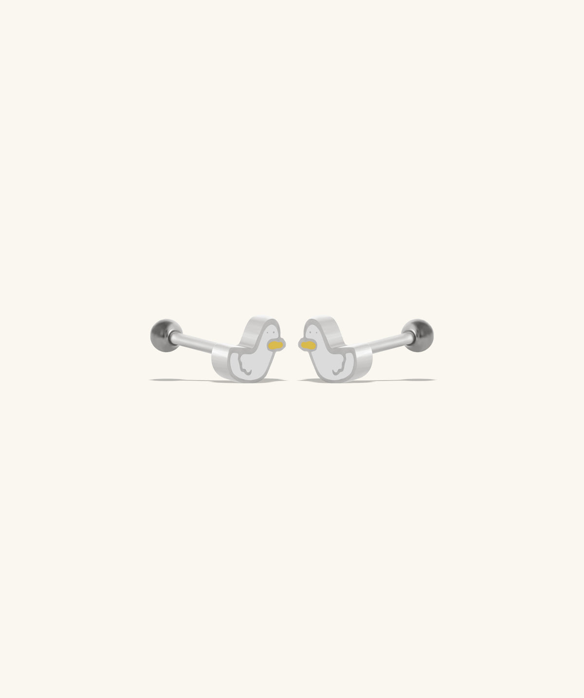 Cute Duck Studs - Stainless Steel - Upper Lobe, Helix, Flat - Oumo Jewelry