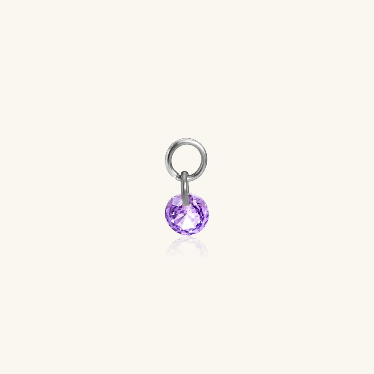 Single Round CZ Charm Drop - Stainless Steel - Oumo Jewelry