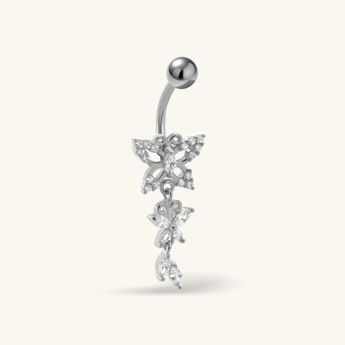 Aisla Butterfly Belly Ring - Stainless Steel - Navel - Oumo Jewelry