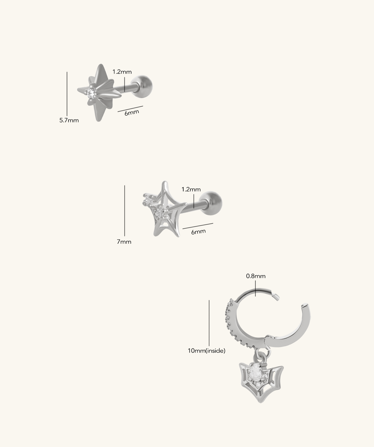 Spiderlight Trio Set - Brass - Oumo Jewelry