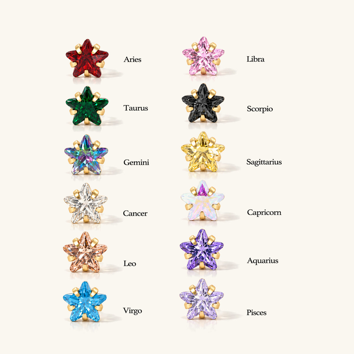 Titanium Zodiac Stars Stud