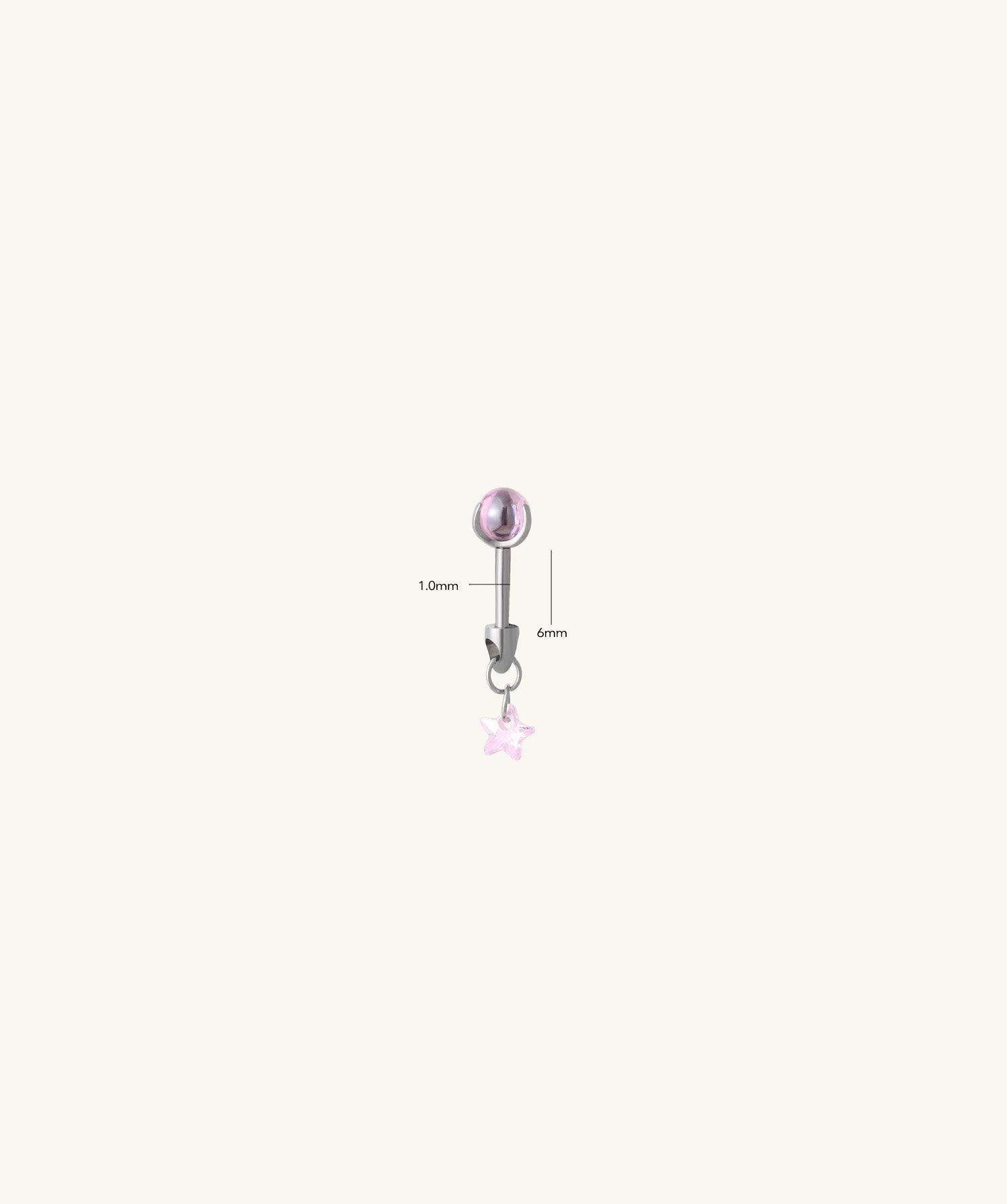 Titanium Pink Star VerticalHelix Stud
