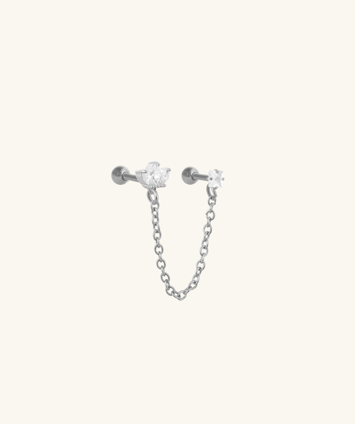 Marquise Crown Chain - Stainless Steel - Lobe, Upper Lobe - Oumo Jewelry