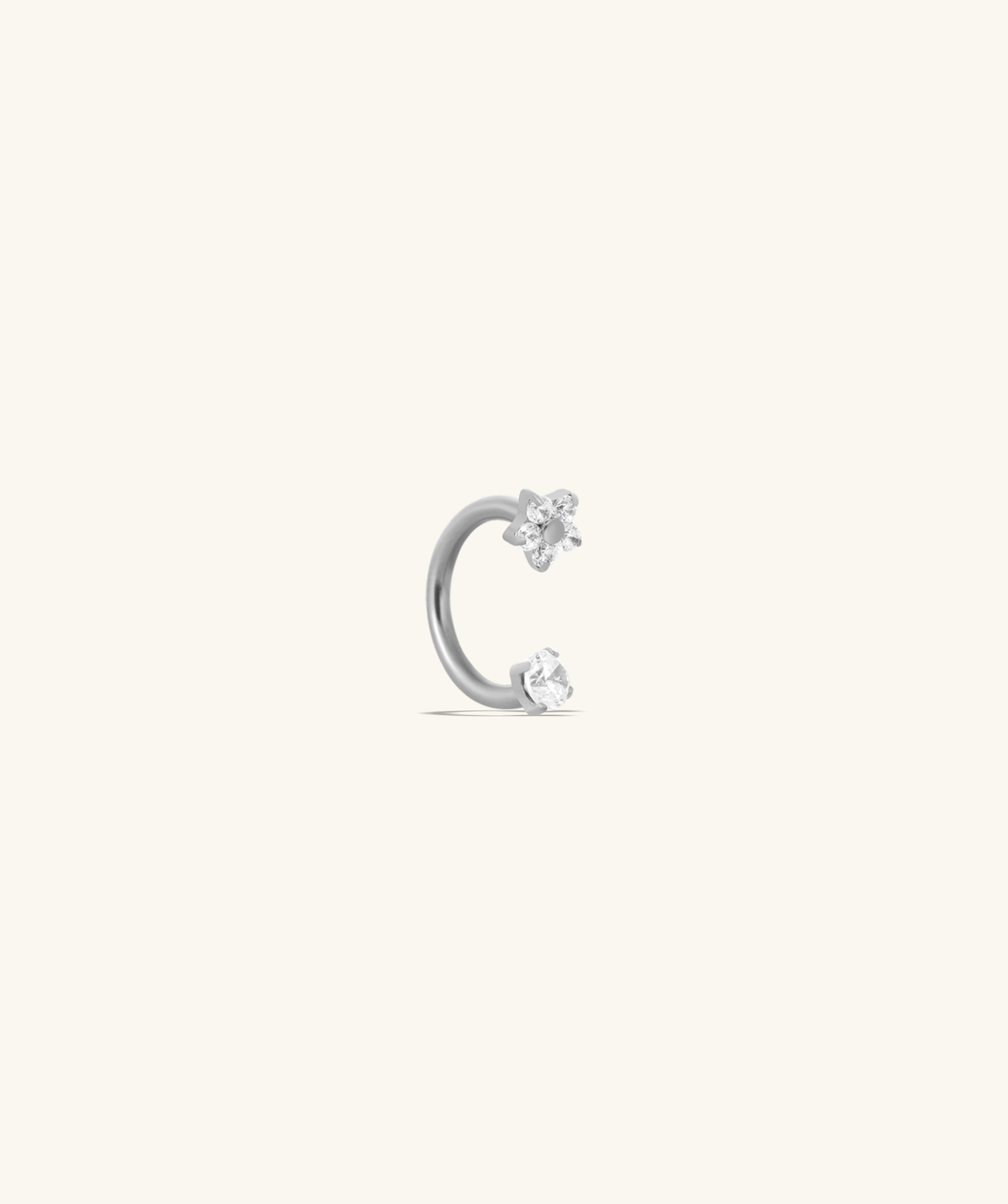 Titanium Flower Horseshoe Ring - Titanium - Upper Lobe, Helix, Conch - Oumo Jewelry