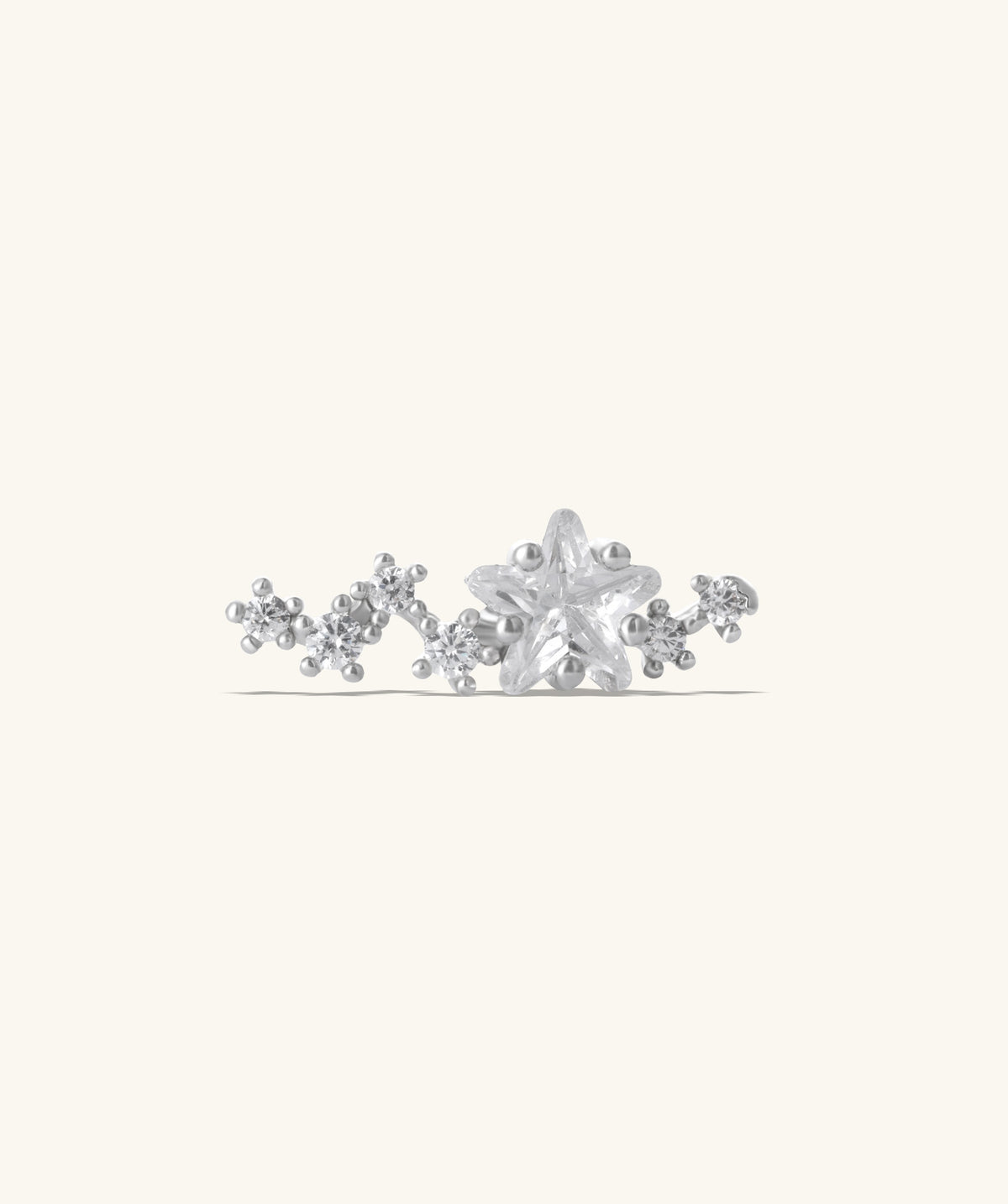 Dazzling Curved Star Flatback Stud - Stainless Steel - Helix, Upper Lobe, Flat - Oumo Jewelry