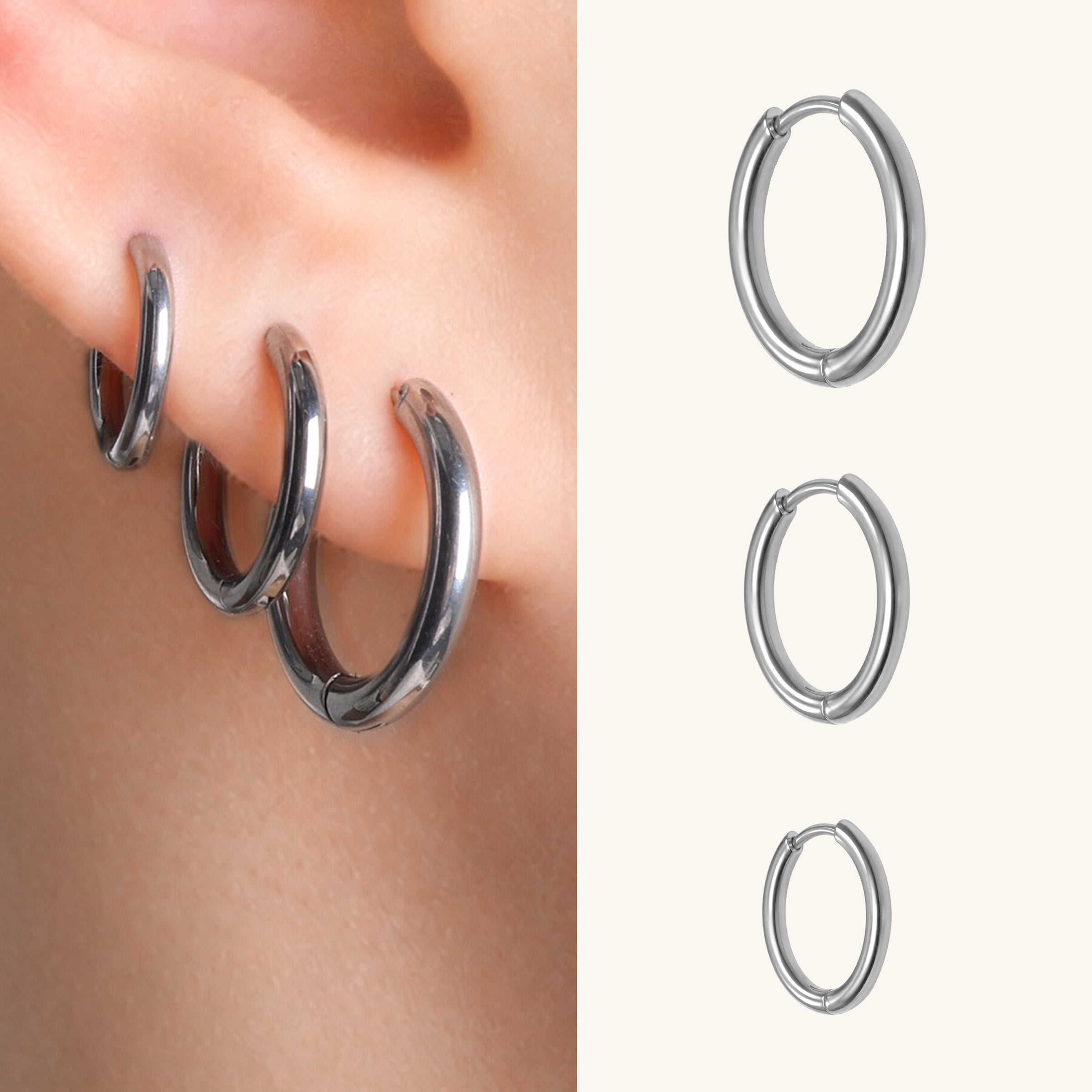 Titanium Basic Hoop Earrings Set