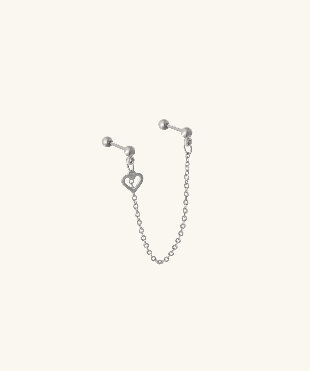 Heart Drop Chain - Stainless Steel - Lobe, Upper Lobe - Oumo Jewelry