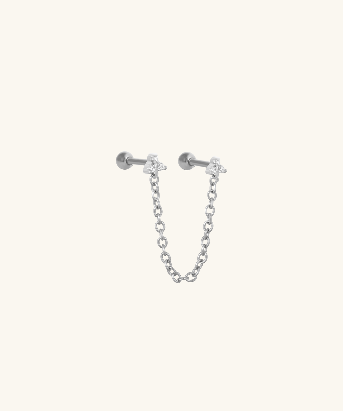 Gemstones Chain Stud - Stainless Steel - Lobe, Upper Lobe - Oumo Jewelry
