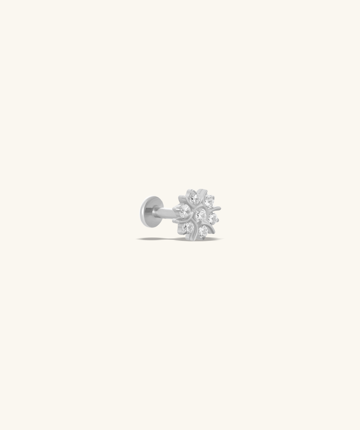 Titanium Exquisite Flower Flatback Stud - Titanium - Helix, Upper Lobe, Conch - Oumo Jewelry