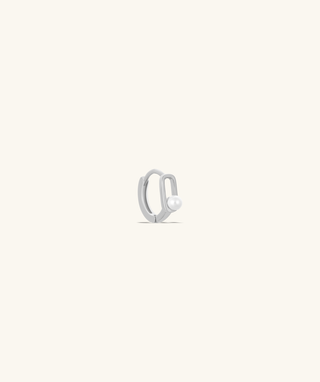 Pearl Paper Clip Hoop - OumoJewelry