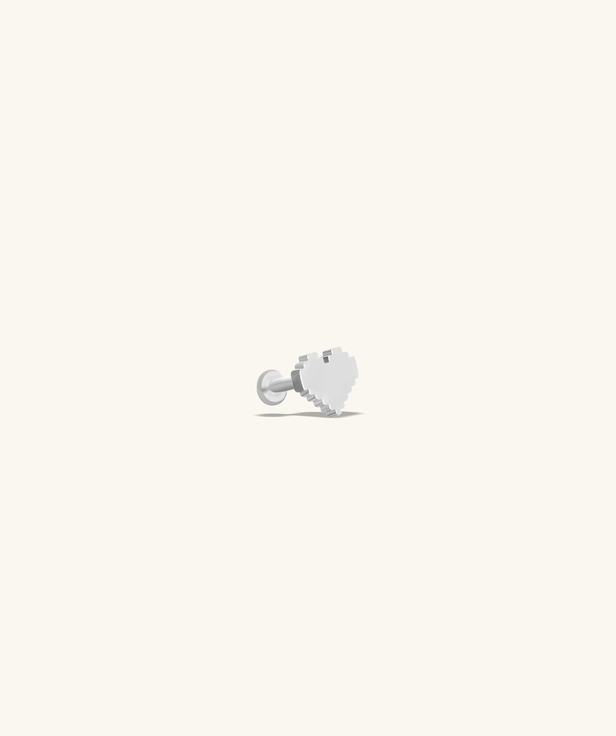Pixel Heart Flatback Stud - Stainless Steel - Helix, Upper Lobe, Conch - Oumo Jewelry