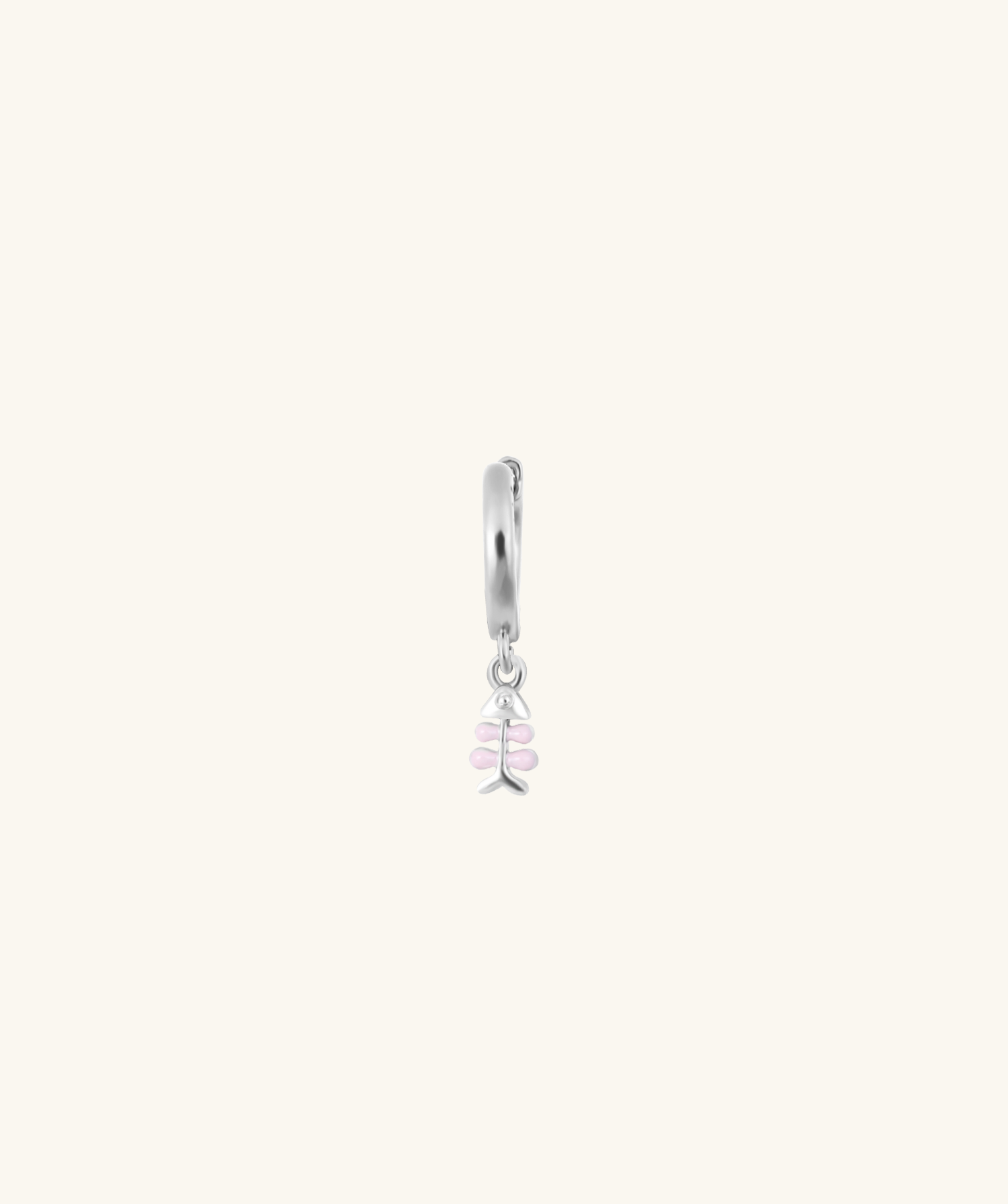 Pink Fishbone Charm Hoop Earring - OumoJewelry