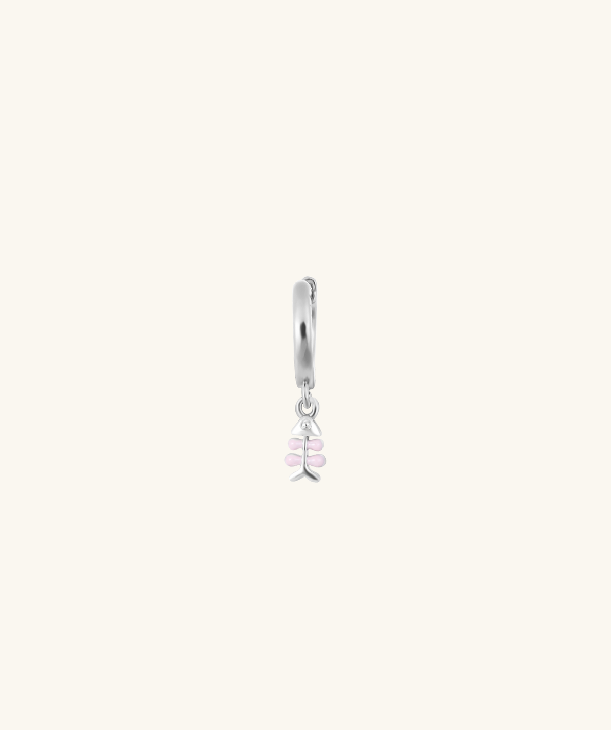 Pink Fishbone Dangle Hoop - Brass - Upper Lobe - Oumo Jewelry