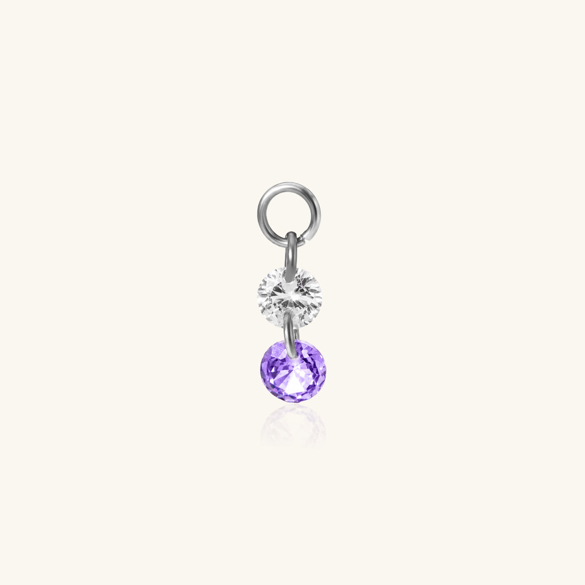 Double Round CZ Charm Drop - Stainless Steel - Oumo Jewelry