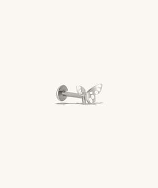 Titanium Hollow Butterfly Flatback Stud - OumoJewelry
