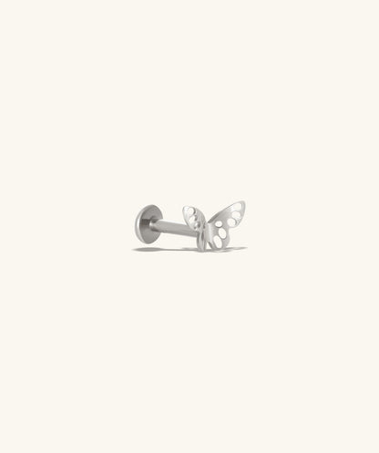 Titanium Hollow Butterfly Flatback Stud