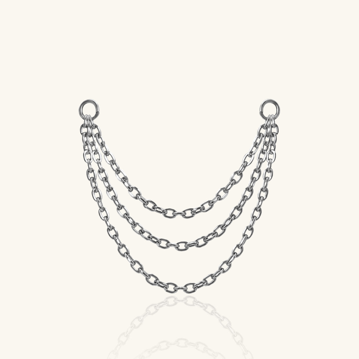 Titanium Three Chains Charm Drop - Titanium - Oumo Jewelry