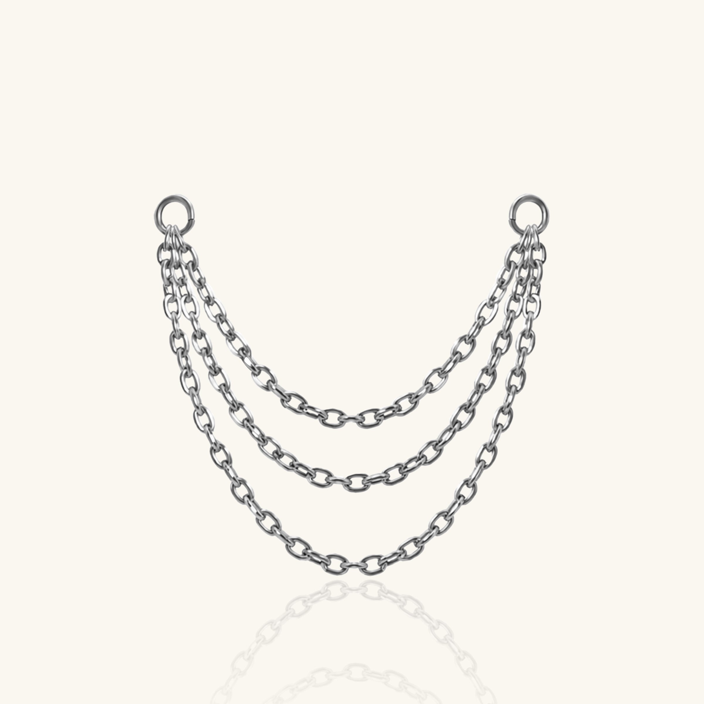 Titanium Three Chains Charm Drop - Titanium - Oumo Jewelry