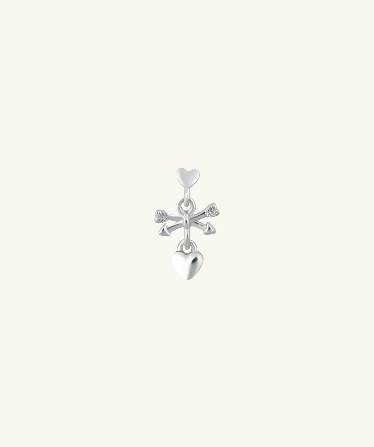 Elin Heart Drop Stud - Stainless Steel - Helix, Lobe, Upper Lobe - Oumo Jewelry