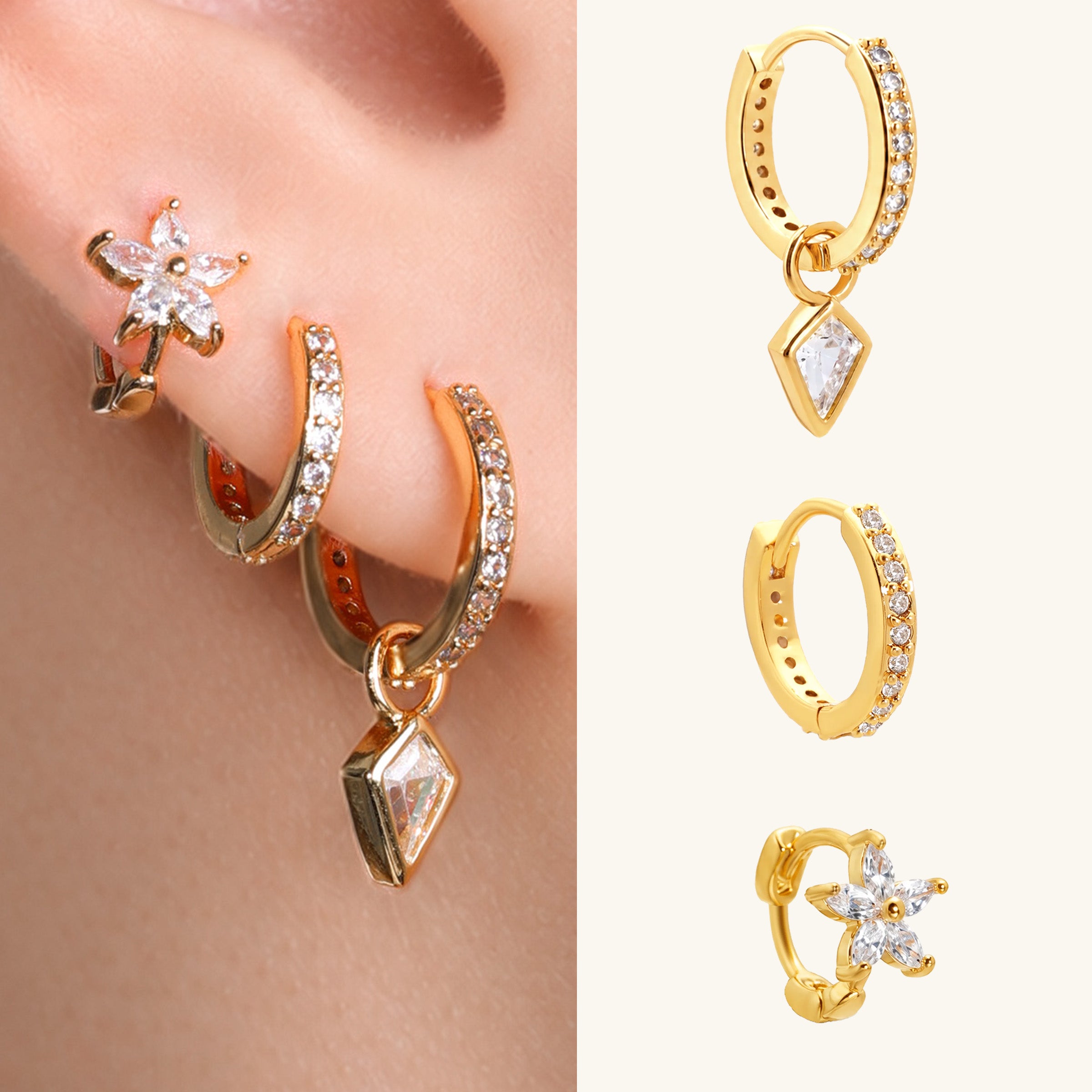 Maren Flower Ear Stack Set