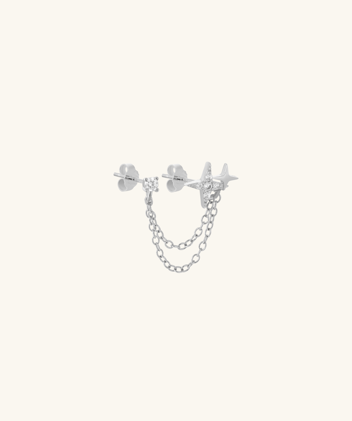 Twinkling Star Chain - Sterling Silver 925 - Lobe, Upper Lobe - Oumo Jewelry