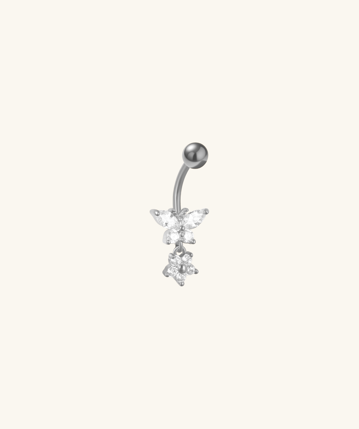 Butterfly Blossom Belly Ring - Stainless Steel - Navel - Oumo Jewelry