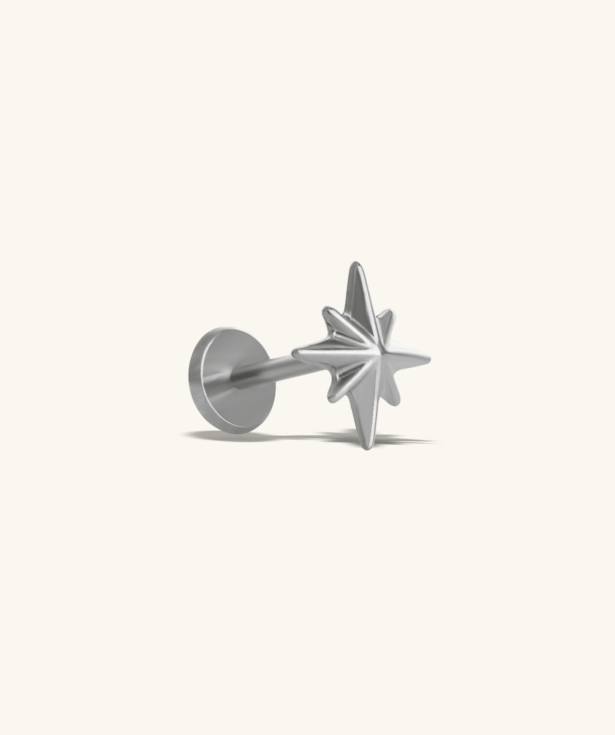 Titanium Eight-Pointed Star Flatback Stud - Titanium - Helix, Upper Lobe, Conch - Oumo Jewelry