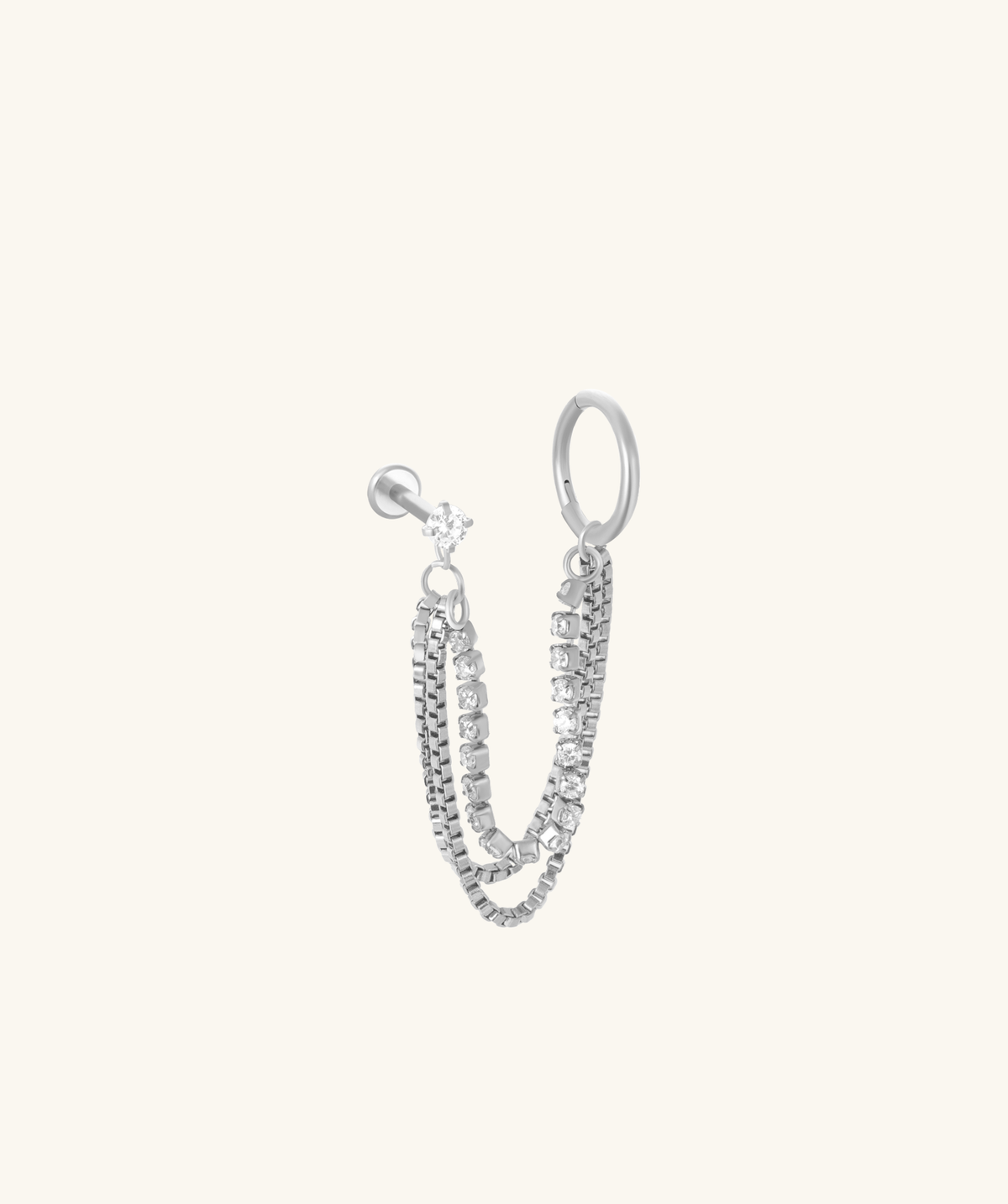 Sparkling Triple Chain - Stainless Steel - Lobe, Upper Lobe - Oumo Jewelry