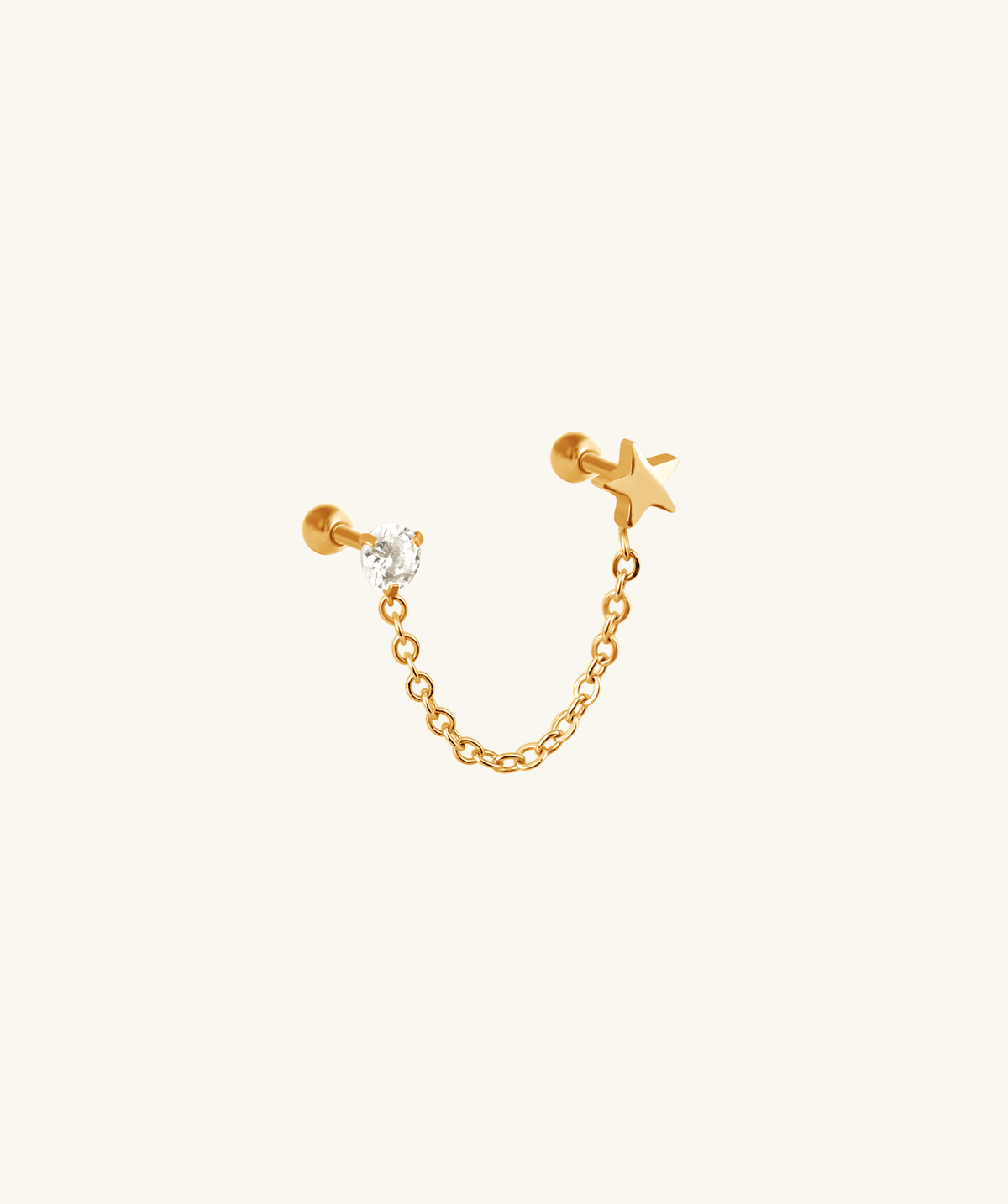 Shining Star Chain Earrings - Stainless Steel - Lobe, Upper Lobe - Oumo Jewelry