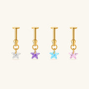 Titanium Star Vertical Helix Flatback Stud