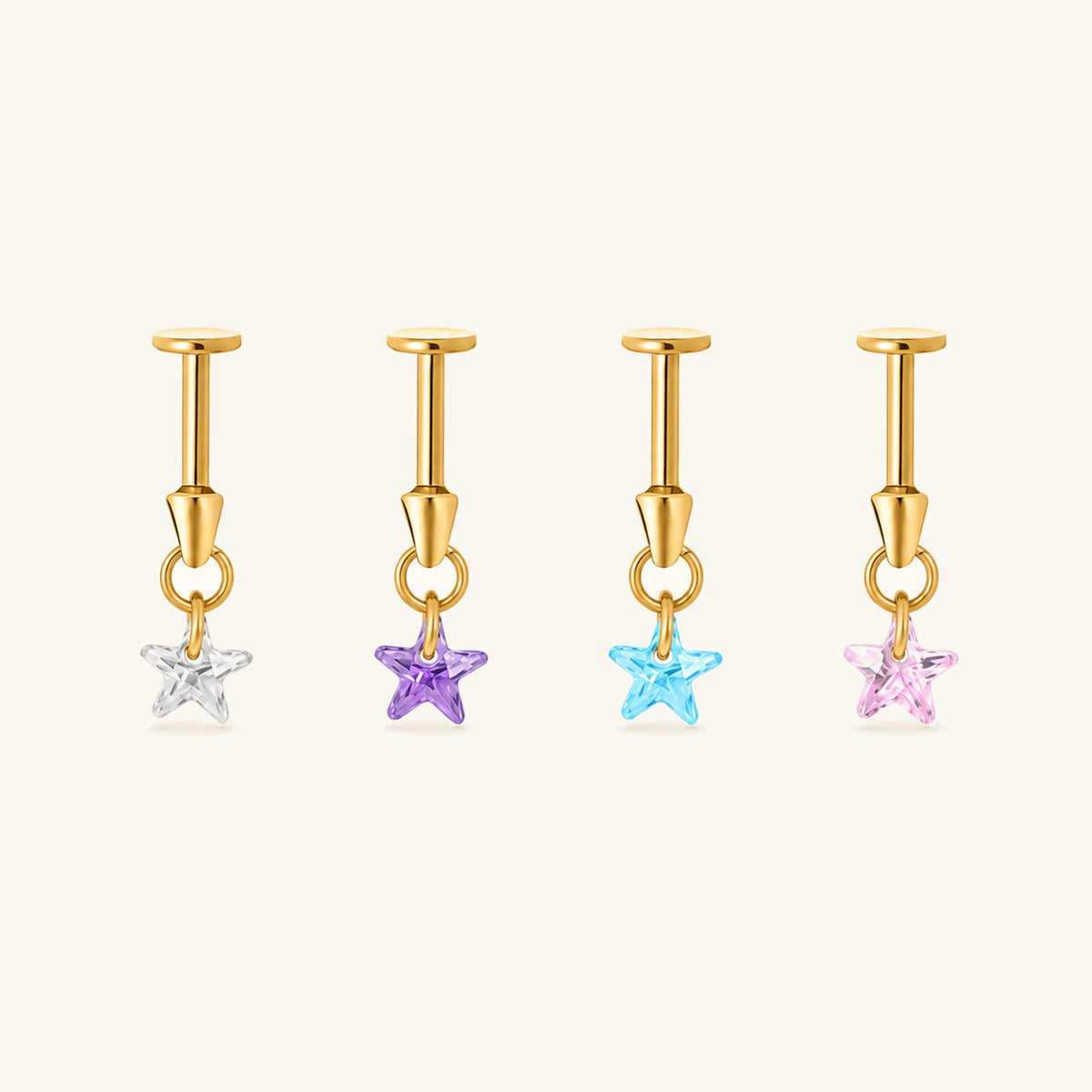 Titanium Star Vertical Helix Flatback Stud