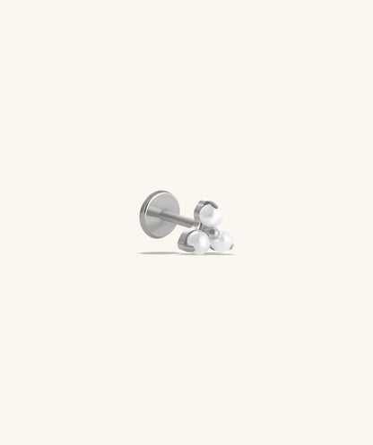 Titanium Elegant Pearl Flatback Stud