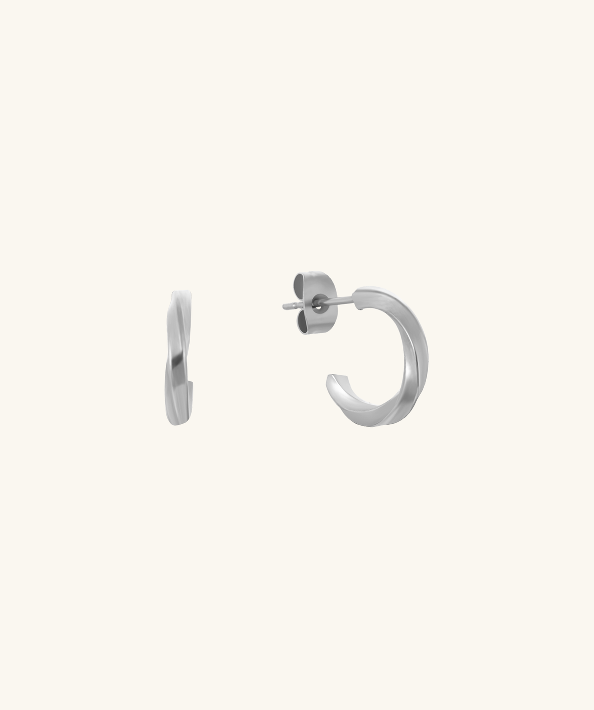 Twisted Huggie Hoops - Stainless Steel - Oumo Jewelry