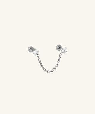Heart Chain Stud - OumoJewelry