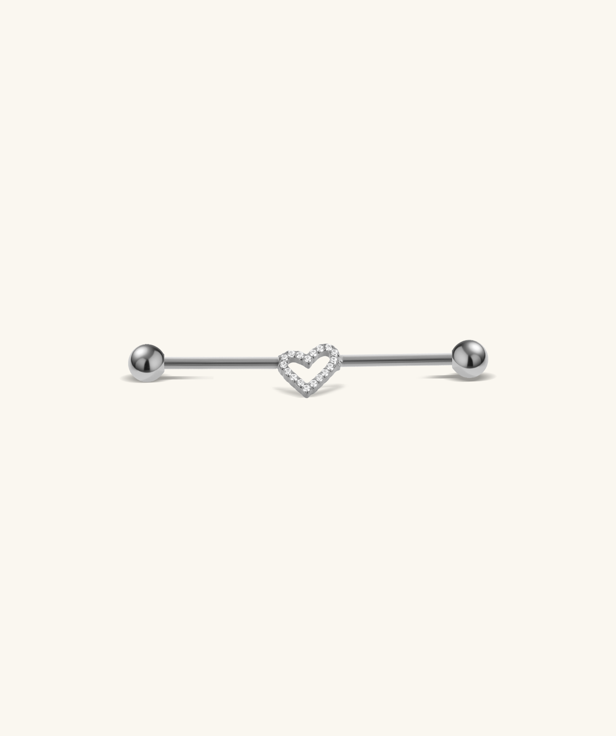 Titanium Heart Industrial Barbell - Titanium - Industrial - Oumo Jewelry
