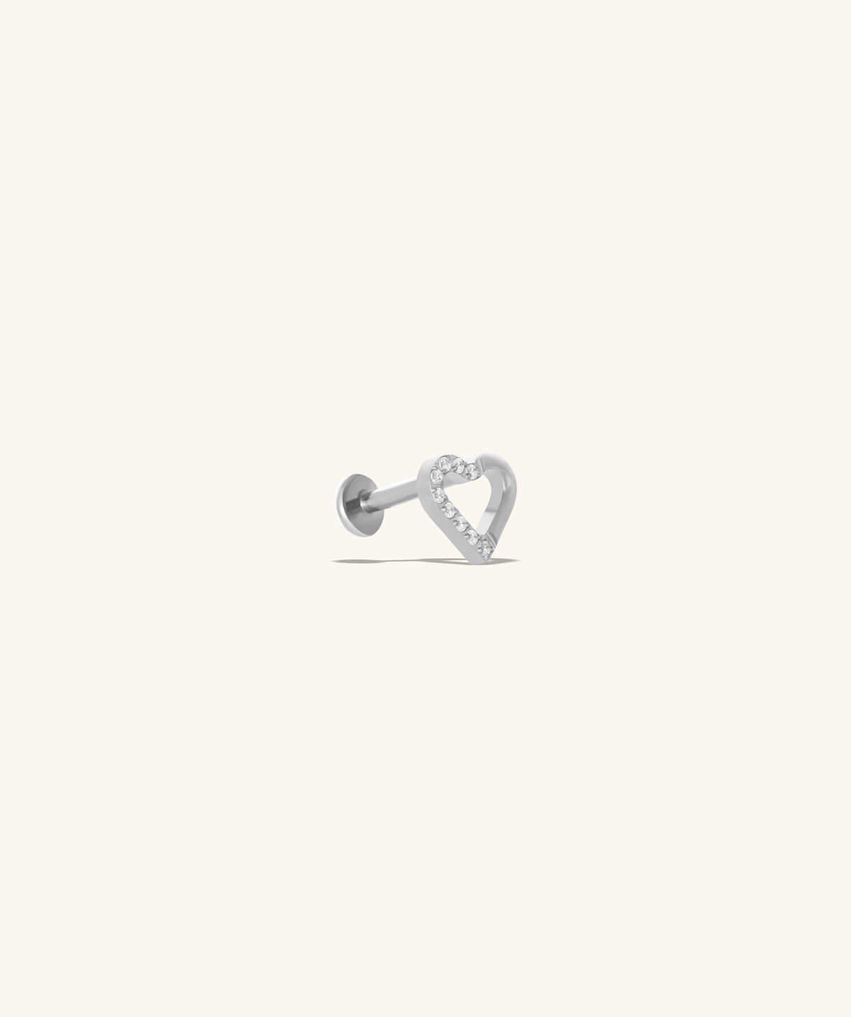 Titanium Hollow Heart Flatback Stud - Titanium - Helix, Upper Lobe, Conch - Oumo Jewelry