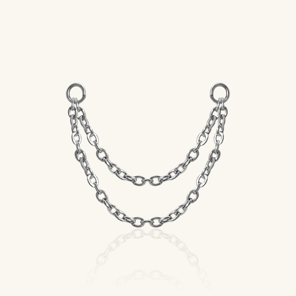 Titanium Double Chain Charm Drop - Titanium - Oumo Jewelry