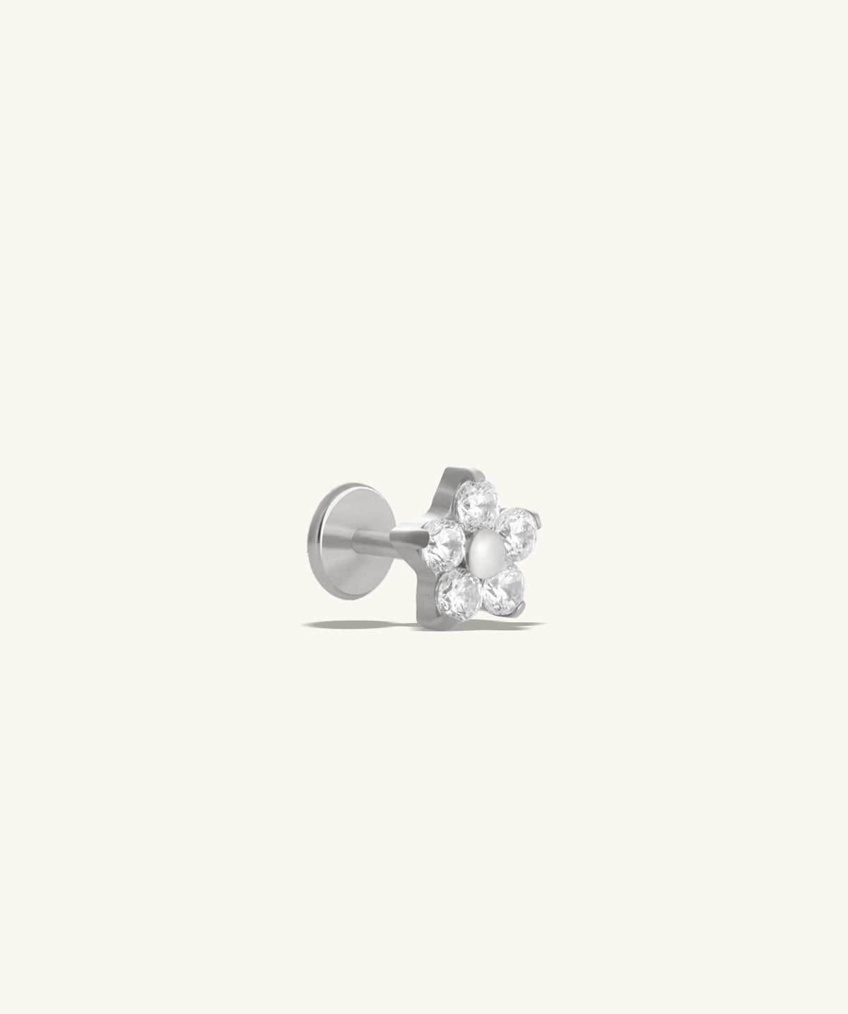 Titanium Flower Flatback Stud - Titanium - Helix, Forward Helix, Upper Lobe - Oumo Jewelry