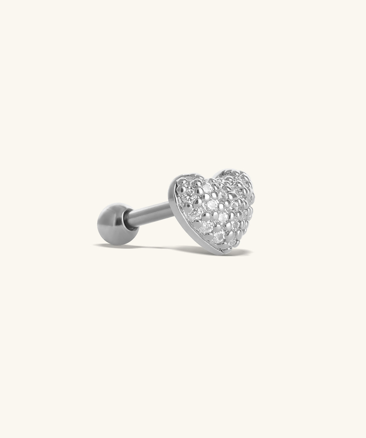 Radiant Puffed Heart Stud - Stainless Steel - Upper Lobe, Helix - Oumo Jewelry