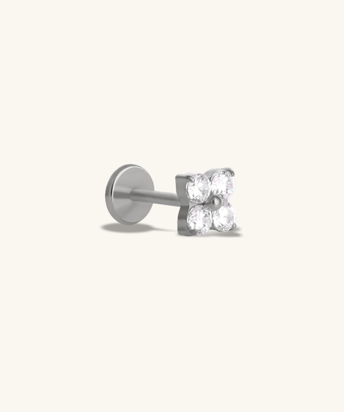 Titanium Lovely Flower Flatback Stud - Titanium - Helix, Forward Helix, Upper Lobe - Oumo Jewelry