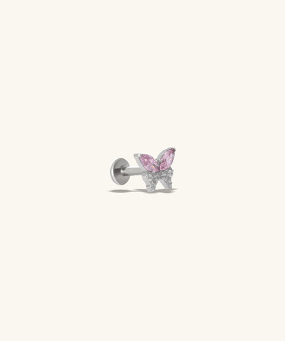 Titanium Charm Butterfly Flatback Stud