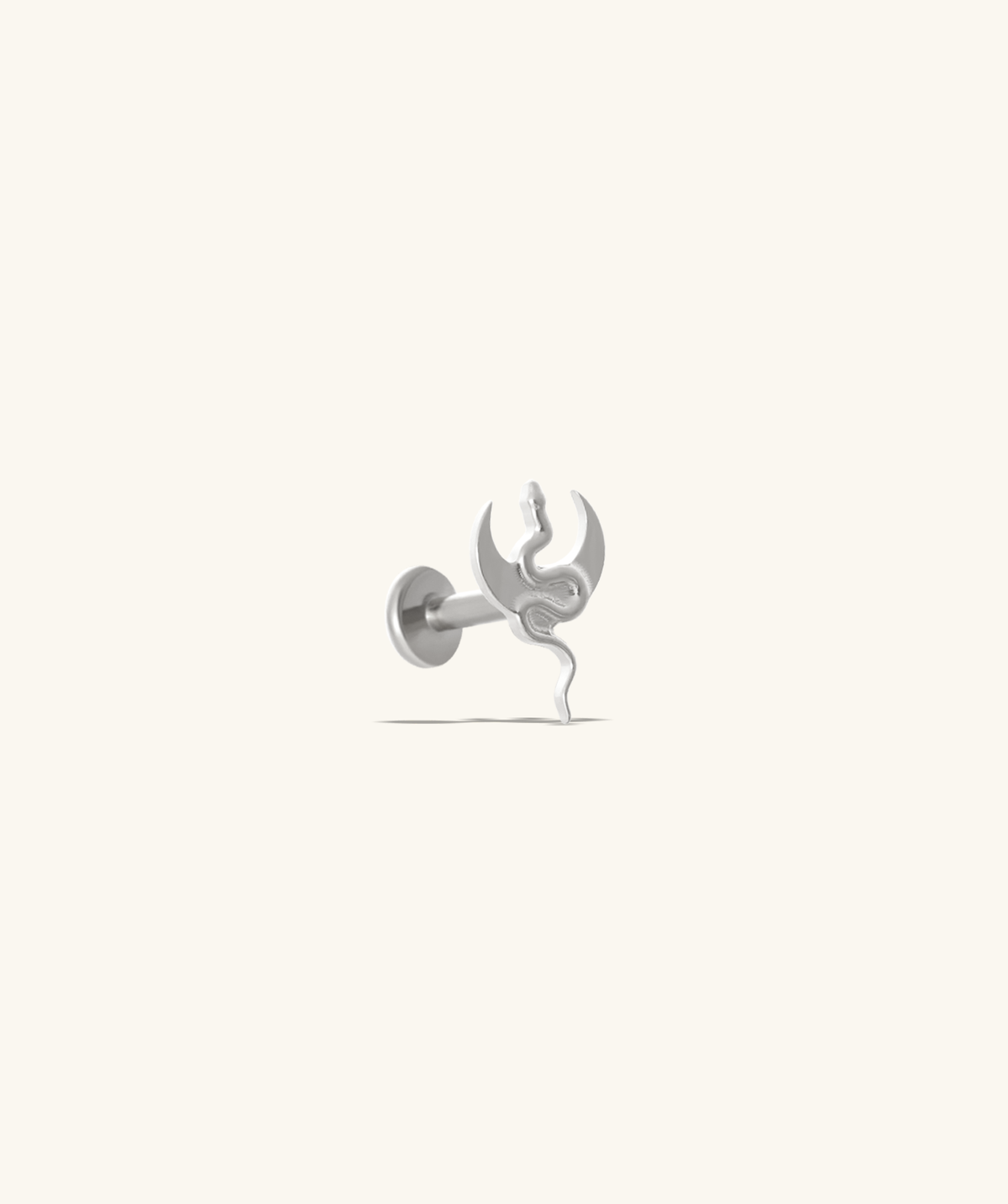 Titanium Moon Snake Flatback Stud - Titanium - Helix, Upper Lobe, Conch - Oumo Jewelry