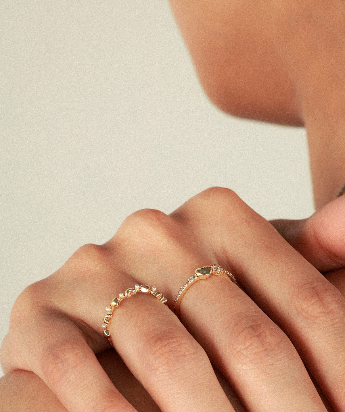 Pearly Heart Ring - Brass - Oumo Jewelry
