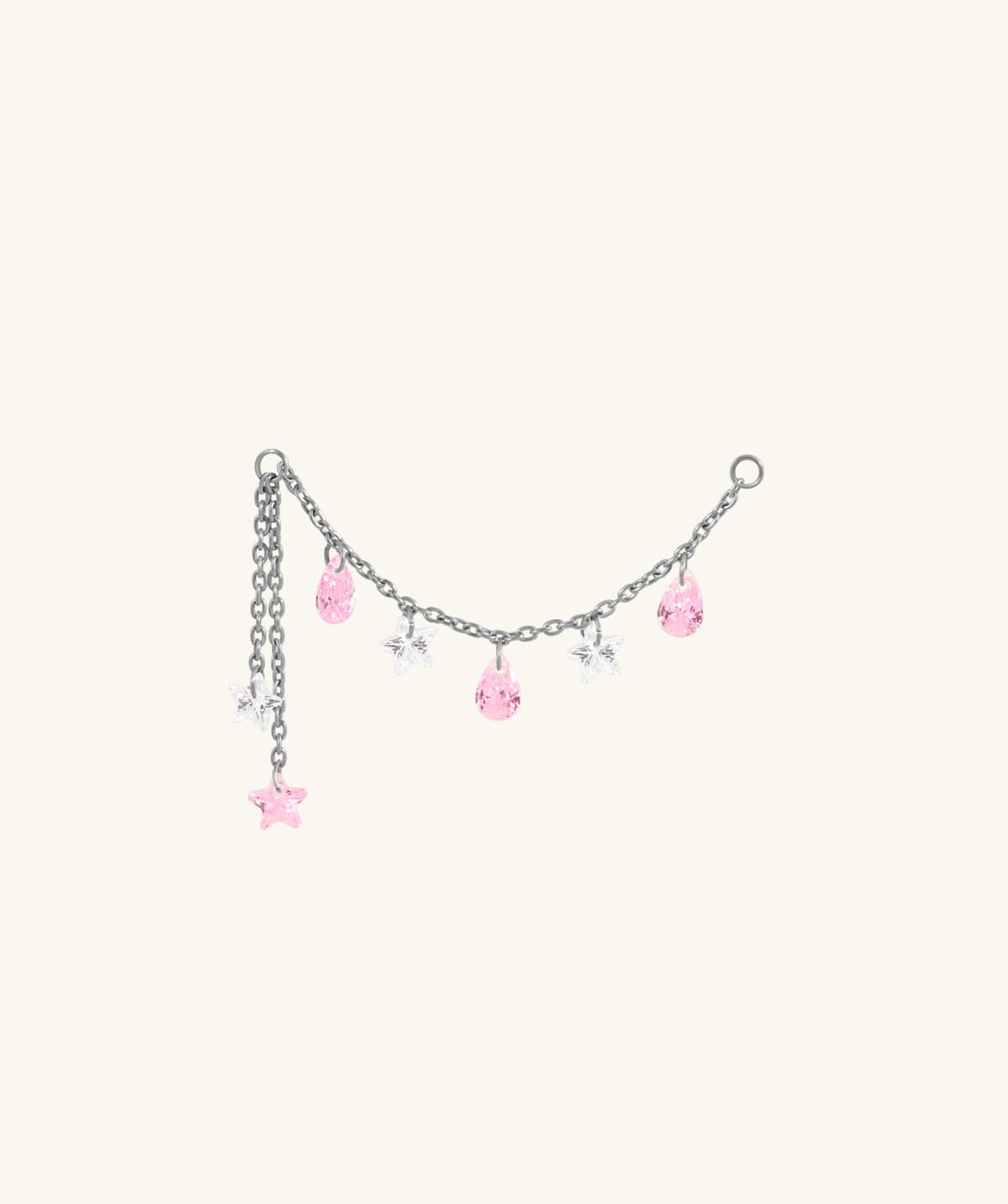 Titanium Alina Star Chain Drop - Titanium - Oumo Jewelry